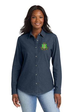 Alpha Kappa Alpha Long Sleeve Denim Crest Shirt