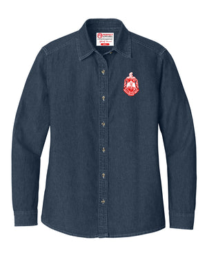 Delta Sigma Theta Long Sleeve Denim Crest Shirt