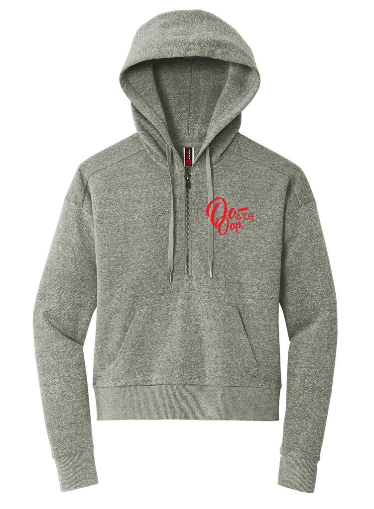 Delta Sigma Theta Call Tag Fleece 1/2 Zip Hooded Pullover- Delta Sigma Theta