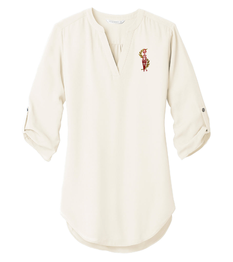 Delta Sigma Theta Embroidered Torch of Wisdom Tunic Blouse