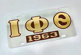Iota 1963 Greek Letter Front License Plate- Iota Phi Theta