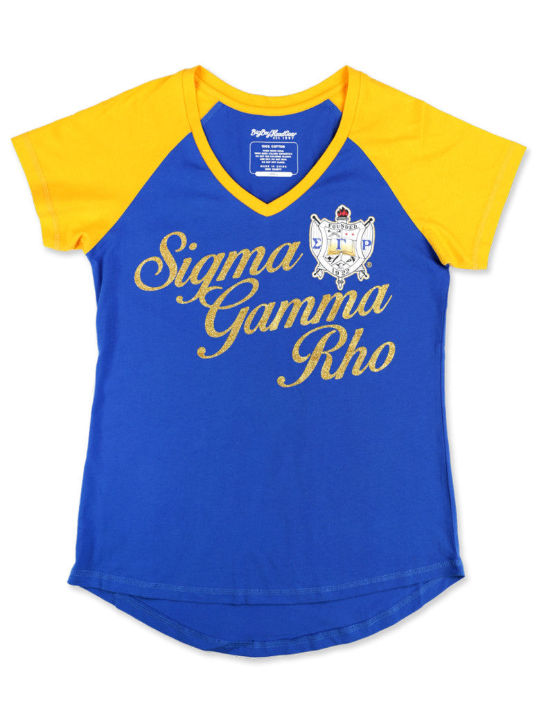 Sigma Gamma Rho Glitter Print V-Neck T-Shirt