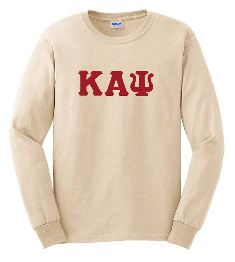 Kappa Long Sleeve Single Greek Lettered Embroidered T-Shirt - Kappa Alpha Psi