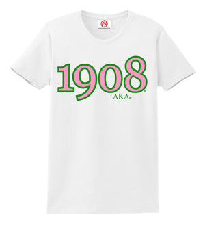 Alpha Kappa Alpha Founding Year 1908 Embroidered T-Shirt