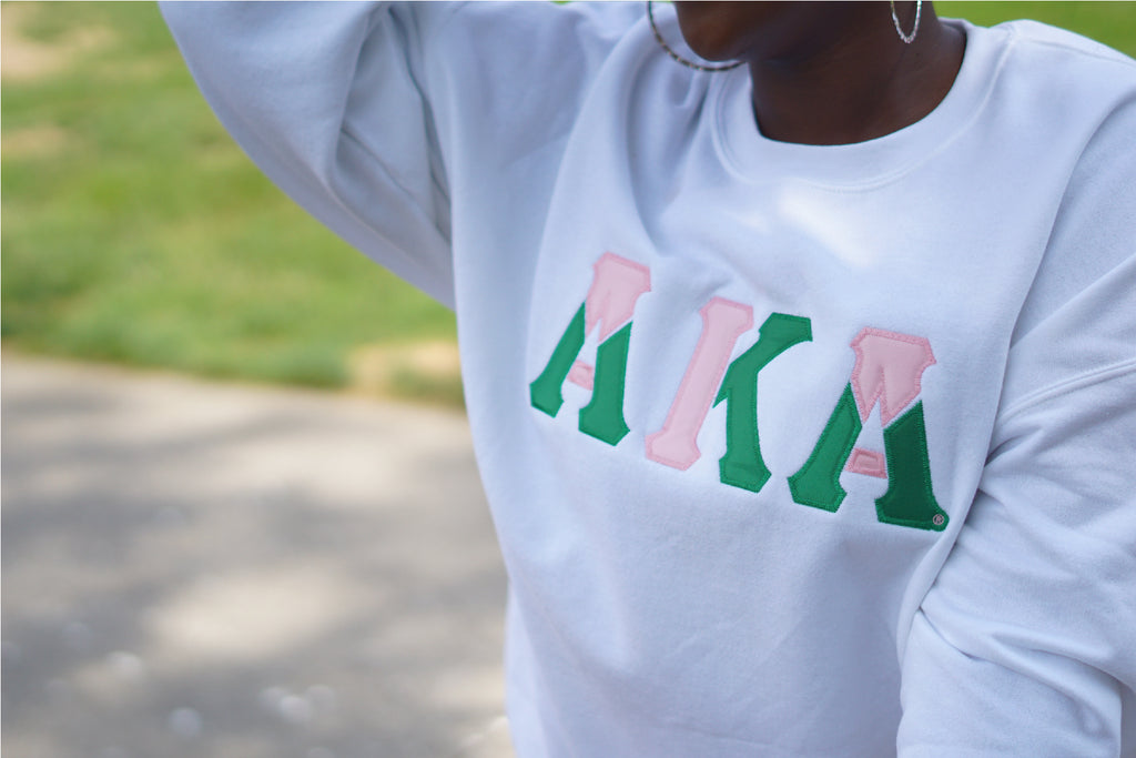 Alpha Kappa Alpha Color Block Greek Lettered Crewneck Sweatshirt