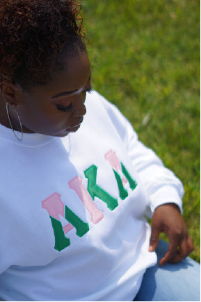 Alpha Kappa Alpha Color Block Greek Lettered Crewneck Sweatshirt