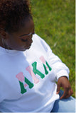 Alpha Kappa Alpha Color Block Greek Lettered Crewneck Sweatshirt
