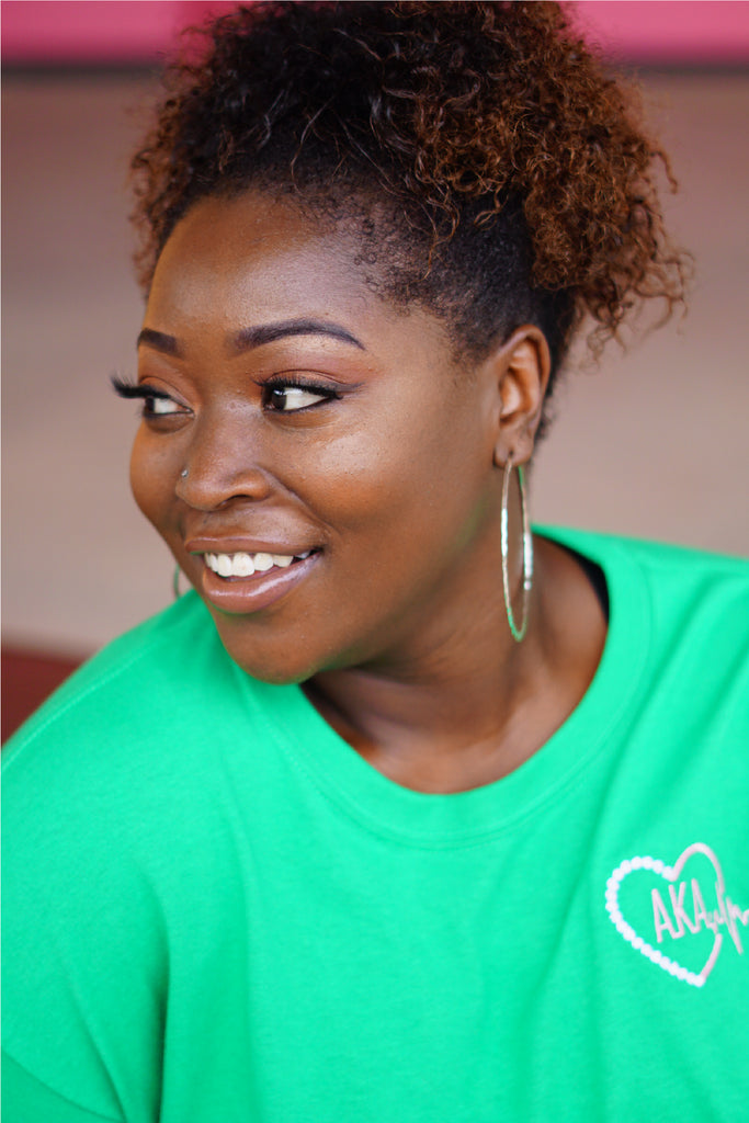 AKA Heartbeat Long Sleeved Embroidered T-Shirt - Alpha Kappa Alpha