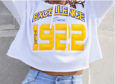 SGRho Excellence Cropped Hooded Sweatshirt - Sigma Gamma Rho