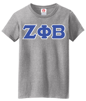 Zeta Phi Beta 3 Greek Lettered Embroidered T-Shirt