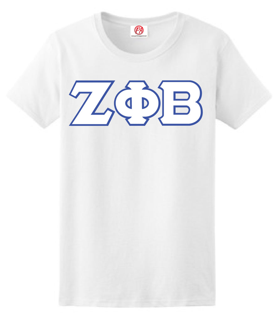 Zeta Phi Beta 3 Greek Lettered Embroidered T-Shirt