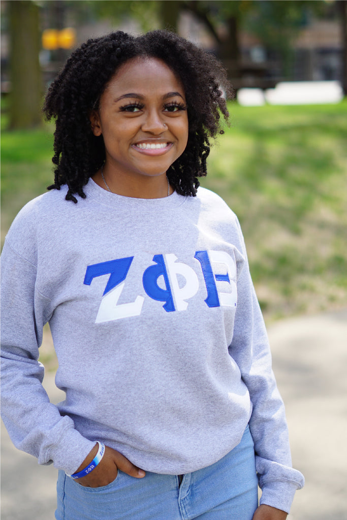 Zeta Phi Beta Color Block Greek Lettered Crewneck Sweatshirt