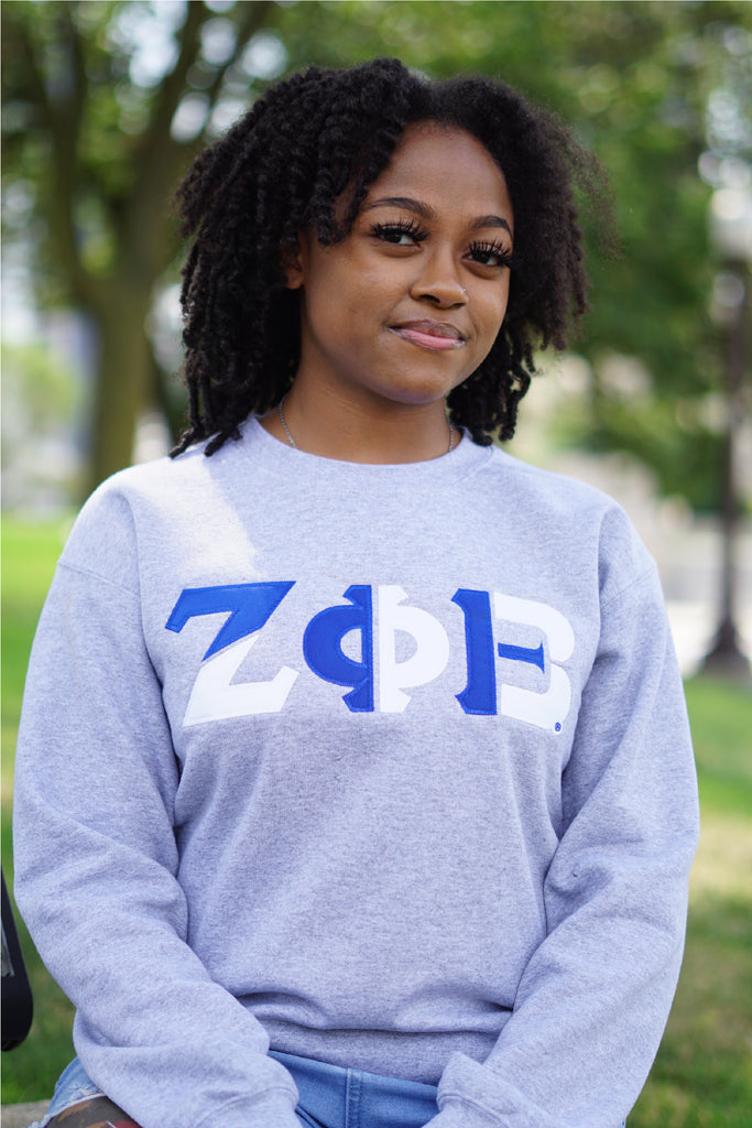 Zeta Phi Beta Color Block Greek Lettered Crewneck Sweatshirt