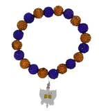 Sigma Gamma Rho Blue and Gold Beaded Charm Bracelet