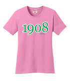Alpha Kappa Alpha Founding Year 1908 Embroidered T-Shirt