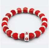 Delta Red Stone Turquoise Beaded Bracelet - Delta Sigma Theta