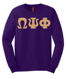 Omega Psi Phi Greek Letter Embroidered Long Sleeved T-Shirt