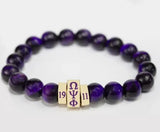 Omega Stone Beaded Purple Bracelet - Omega Psi Phi