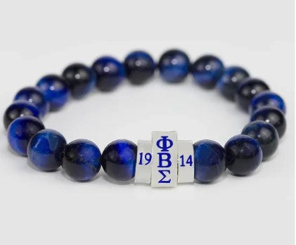 Sigma Blue Stone Beaded Bracelet - Phi Beta Sigma
