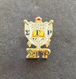 White SG Rho Shield with Letter Lapel Pin- Sigma Gamma Rho