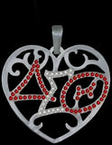Delta Sigma Theta Filigree Crystal Heart Necklace