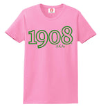 Alpha Kappa Alpha Founding Year 1908 Embroidered T-Shirt