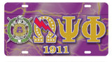Omega Printed Crest License Plate - Omega Psi Phi