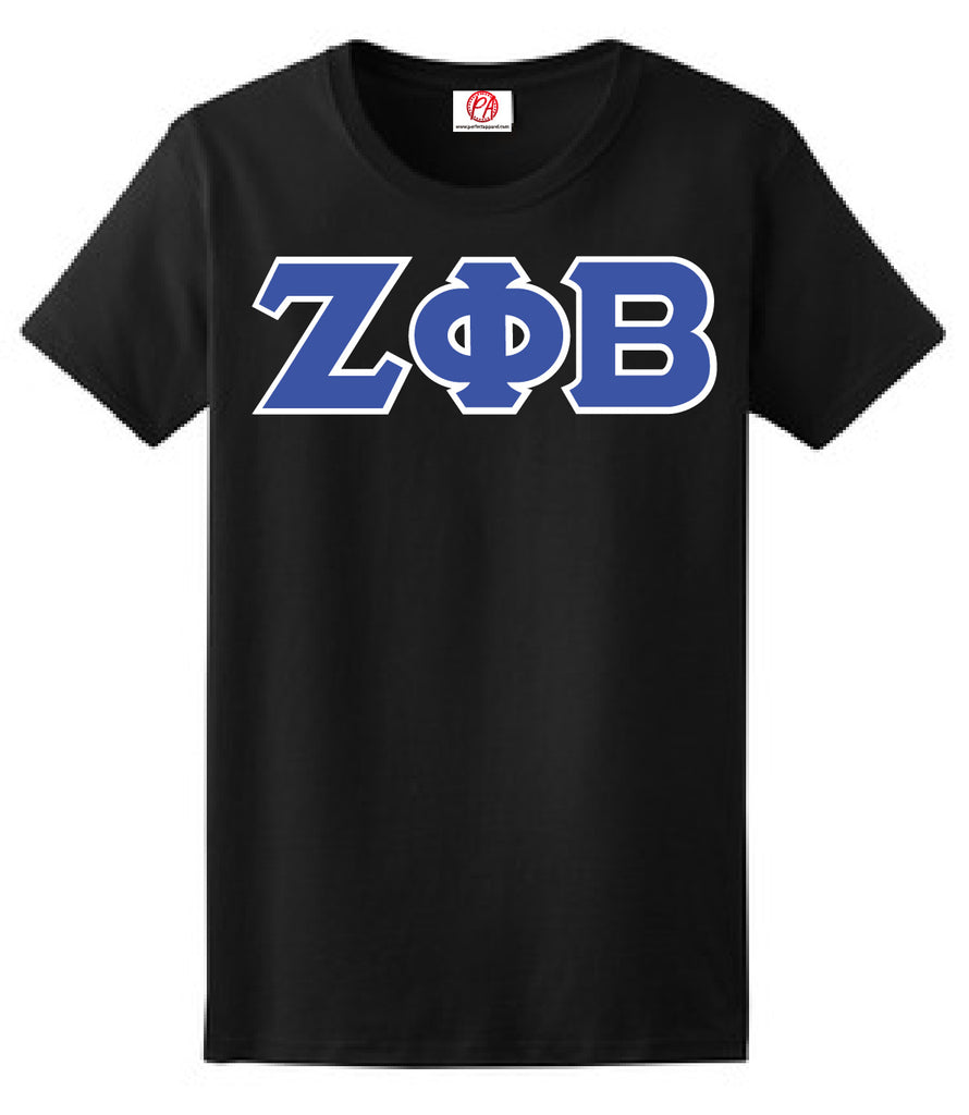 Zeta Phi Beta 3 Greek Lettered Embroidered T-Shirt